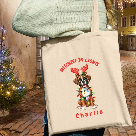 Jolly Waterverf Speelse Boxer Feestelijke Lichten Tote Bag