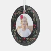 Jolly wenst bewerkbare kleuren aangepaste fotovers glas ornament (Voorkant links)