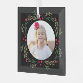 Jolly Wishes Bewerkbare kleur Aangepast Ornament (Voorkant links)