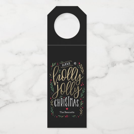 Jolly Wishes Christmas Flessenhanger (Voorkant)