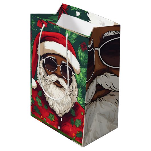 Jolly Zwart Kerstman Gift Bag Medium Cadeauzakje (Achterkant Gekanteld)