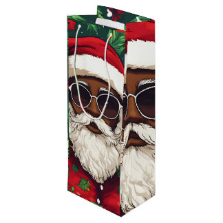 Jolly Zwart Kerstman Gift Bag Wijn Cadeautas