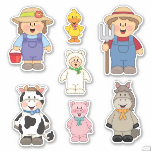JollyKins Barnyard Buddies (set van 7) Sticker (Voorkant)