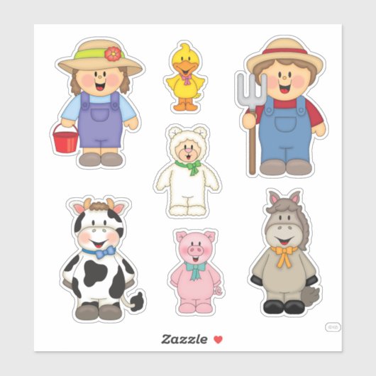 JollyKins Barnyard Buddies (set van 7) Sticker (Vel)