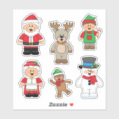 JollyKins Claus en Bedrijf (set van 6) Sticker (Vel)