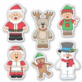 JollyKins Claus en Bedrijf (set van 6) Sticker (Voorkant)