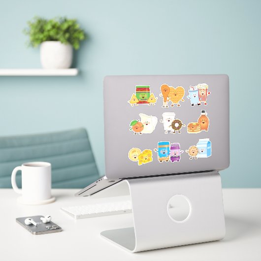 JollyKins Foodie Friends (set van 9) Sticker (Laptop op bureau)
