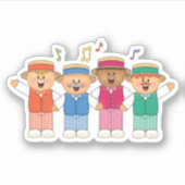 JollyKins Kleurrijke Barbershop Kwartet Sticker (Voorkant)