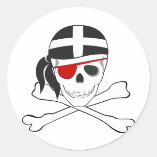 JollyRoger draagt Cornish vlag Ronde Sticker