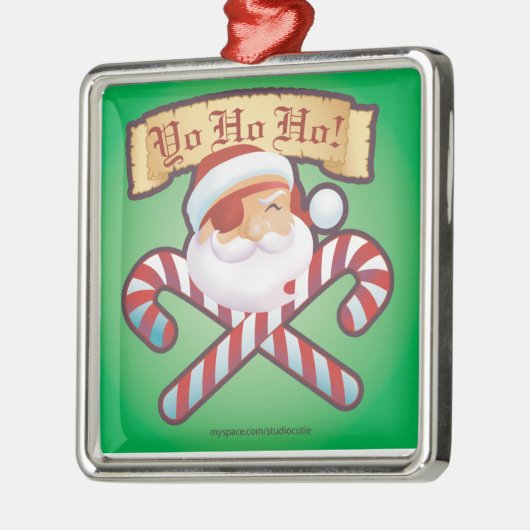 JollySanta Ornament-Square Metalen Ornament (Links)