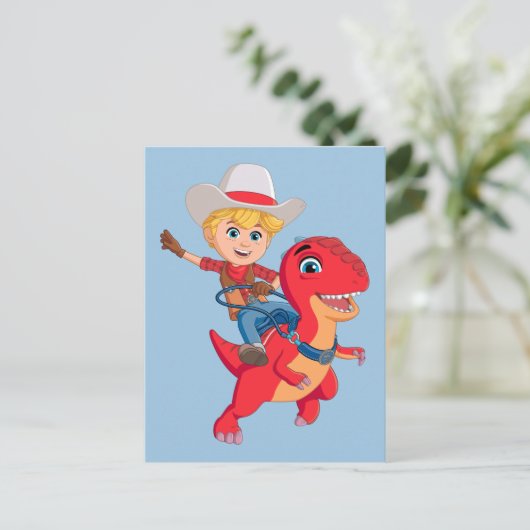 Jon en Blitz | Dino Ranch Briefkaart (Staand voorkant)