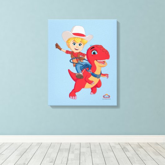 Jon en Blitz | Dino Ranch Canvas Afdruk (Insitu (Houten vloer))