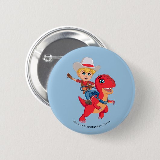 Jon en Blitz | Dino Ranch Ronde Button 5,7 Cm (Voorkant /achterkant)