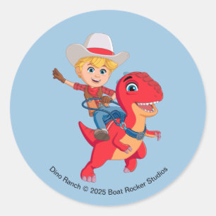Jon en Blitz   Dino Ranch Ronde Sticker