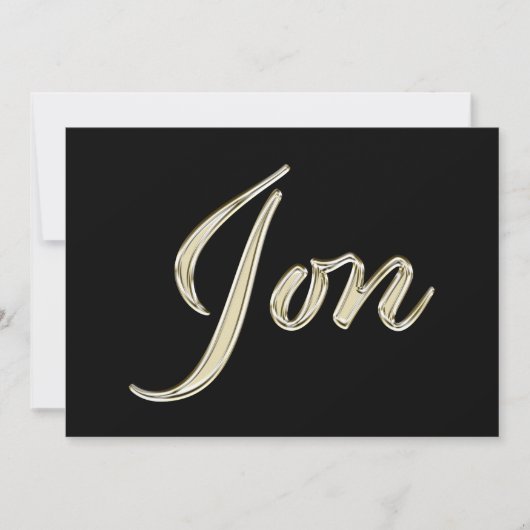 Jon Name white gold Handwriting Karte Kaart (Voorkant)