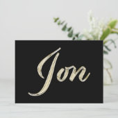 Jon Name white gold Handwriting Karte Kaart (Staand voorkant)