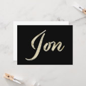 Jon Name white gold Handwriting Karte Kaart (Voorkant / Achterkant in situ)