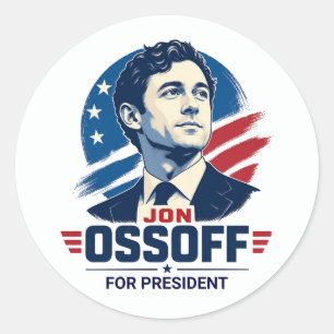 Jon Ossoff voor President 2028 Ronde Sticker