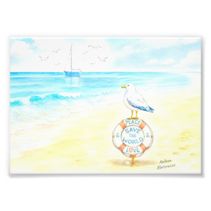 Jon Seagull - Vrede & Liefde Red de Wereld Foto Afdruk