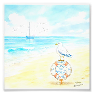 Jon Seagull - Vrede & Liefde Red de Wereld Foto Afdruk