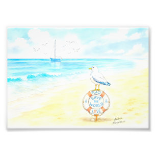 Jon Seagull - Vrede & Liefde Red de Wereld Foto Afdruk