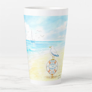 Jon Seagull - Vrede & Liefde Red de Wereld Latte Mok