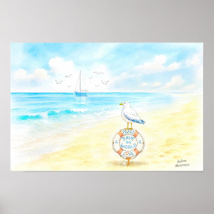 Jon Seagull - Vrede & Liefde Red de Wereld Poster