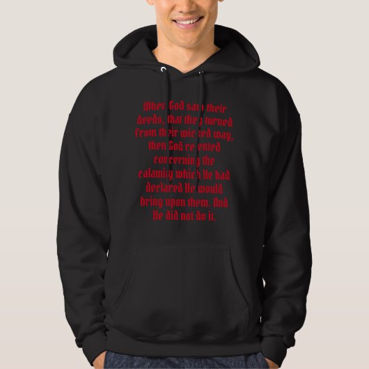 Jona 3:10 Wend u af van de goddeloze wegen Hoodie (Voorkant)