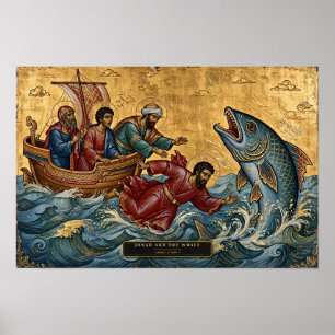Jona en de Walvis — Byzantijns Icoon Poster