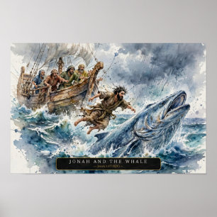 Jona en de Walvis — Losse Waterverf Poster