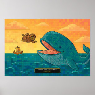 Jona en de Walvis — Rubiks Kubus Mozaïek Poster