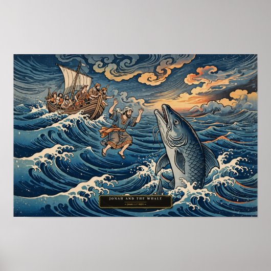 Jona en de Walvis — Ukiyo-e Poster (Voorkant)