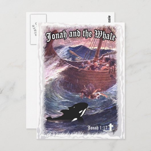 Jonah 1:17 - Jonah en de walvis Briefkaart (Voorkant / Achterkant)