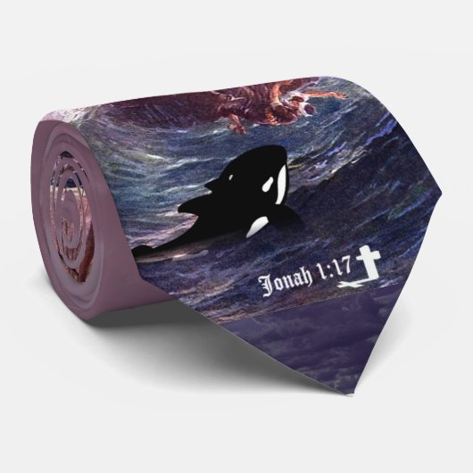 Jonah 1:17 - Jonah en de walvis Stropdas (Opgerold)