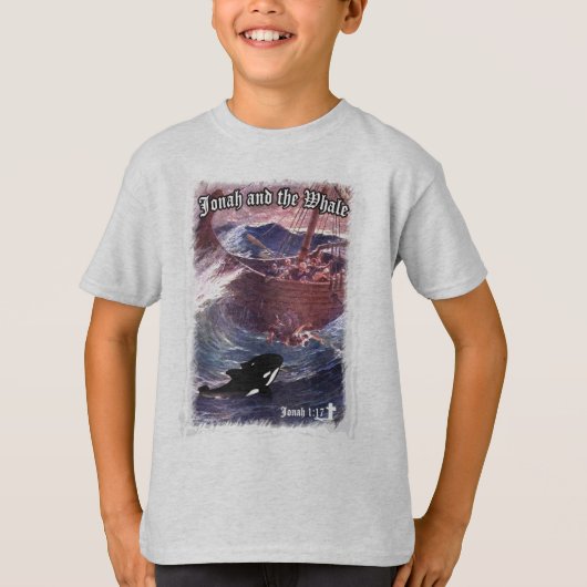 Jonah 1:17 - Jonah en de walvis T-shirt (Voorkant)