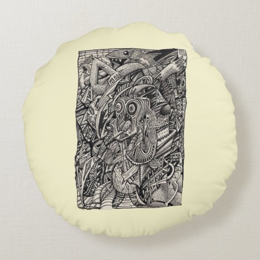 Jonah Complex Rond Kussen (Achterkant)