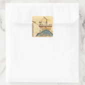 Jonah Eaten van de walvis Vierkante Sticker (Tas)