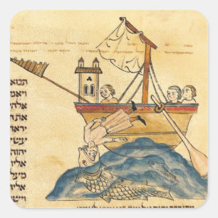 Jonah Eaten van de walvis Vierkante Sticker