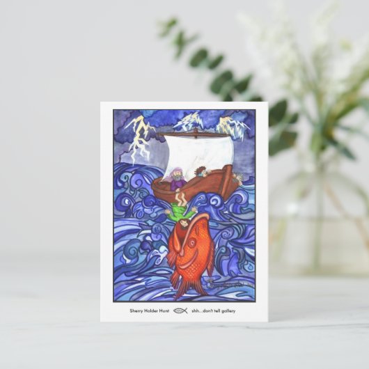 Jonah en de Big Fish briefkaart (Staand voorkant)