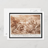 Jonah en de walvis, illustratie uit een Bijbel, en Briefkaart (Voorkant / Achterkant)