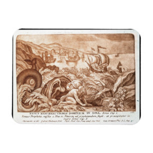 Jonah en de walvis, illustratie uit een Bijbel, en Magneet