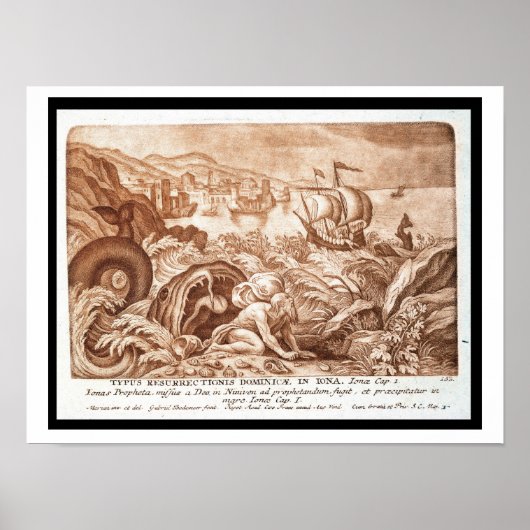 Jonah en de walvis, illustratie uit een Bijbel, en Poster (Voorkant)
