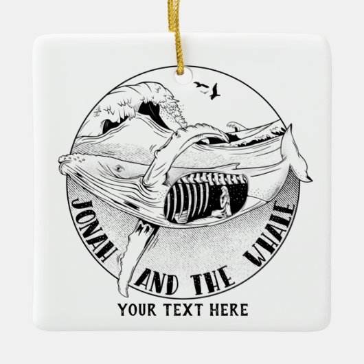 Jonah en de walvis keramisch ornament (Voorkant)