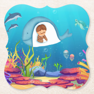 Jonah en de walvis Kinder beugel Onderzetters