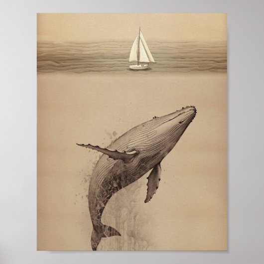 Jonah en de walvis - Moderne minimalist Poster (Voorkant)