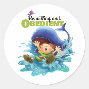 Jonah en de walvis obedience sticker