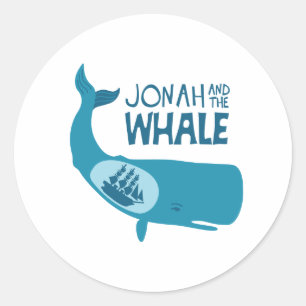 Jonah en de walvis ronde sticker