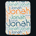 Jonah Inbakerdoek<br><div class="desc">Jonah. Show en draag deze populaire, mooie mannelijke voornaam die is ontworpen als kleurrijke tekstwolk gemaakt van horizontale en verticale krommende typografie van handletters in verschillende maten en schattige verse kleuren. Draag je positieve amerikaanse naam of show de wereld waar je van houdt of waar je van houdt. Merk met...</div>