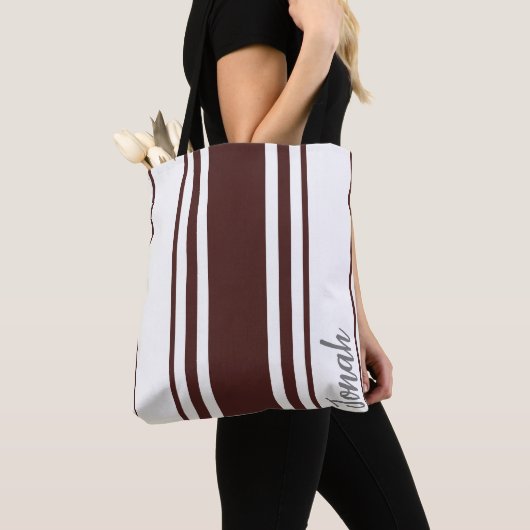 Jonah Minimalistische Strepen Monogram Tote Bag (Dichtbij)