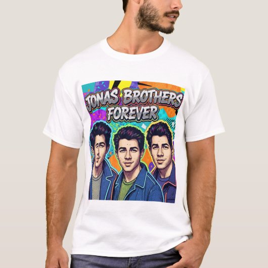 Jonas Brothers Forever - Kleurrijke Pop Art Retro T-shirt (Voorkant)